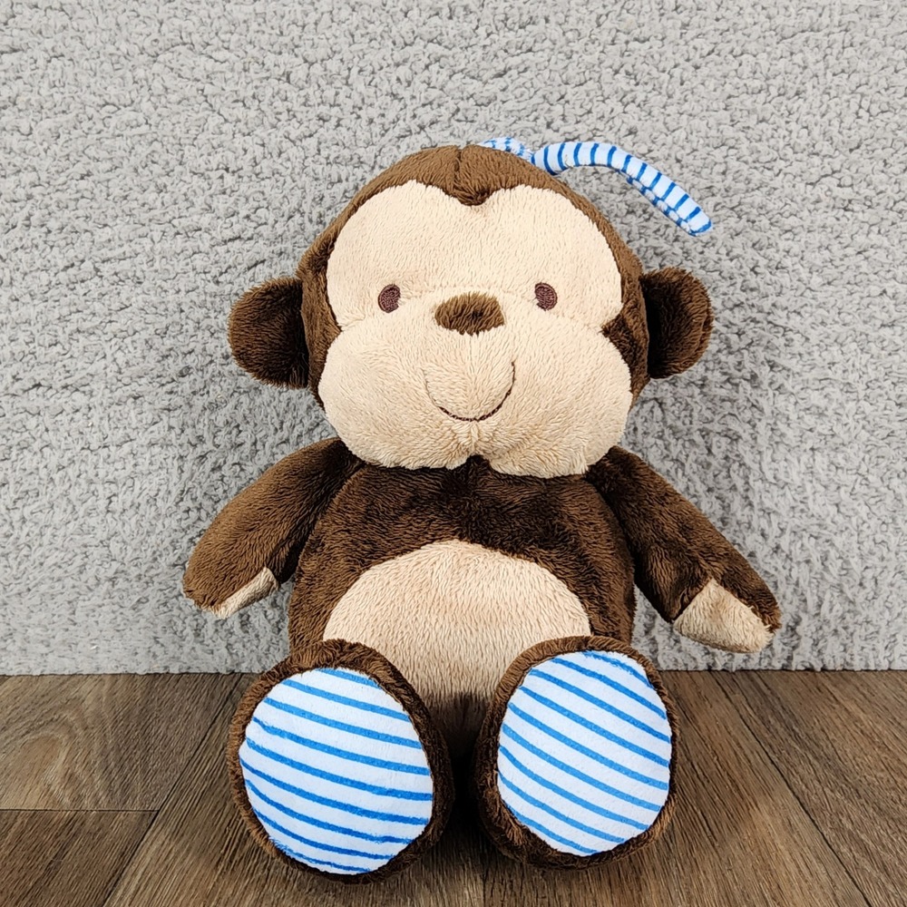 Child of Mine by Carters Musical Pull String Monkey Plush Brown Blue 82025